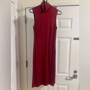 Sharagano Red Sleeveless Midi Dress